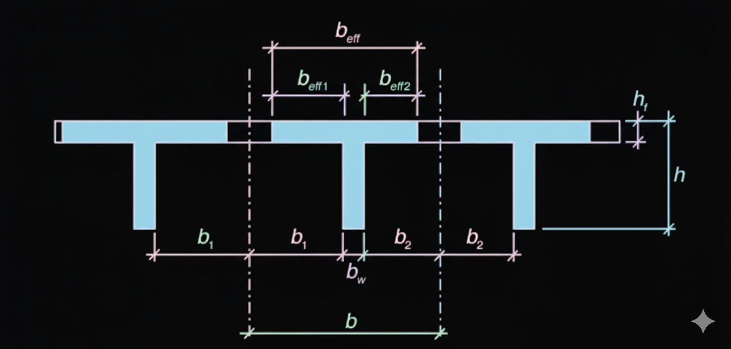 Largeur participante d'une table de compression pour une poutre en T